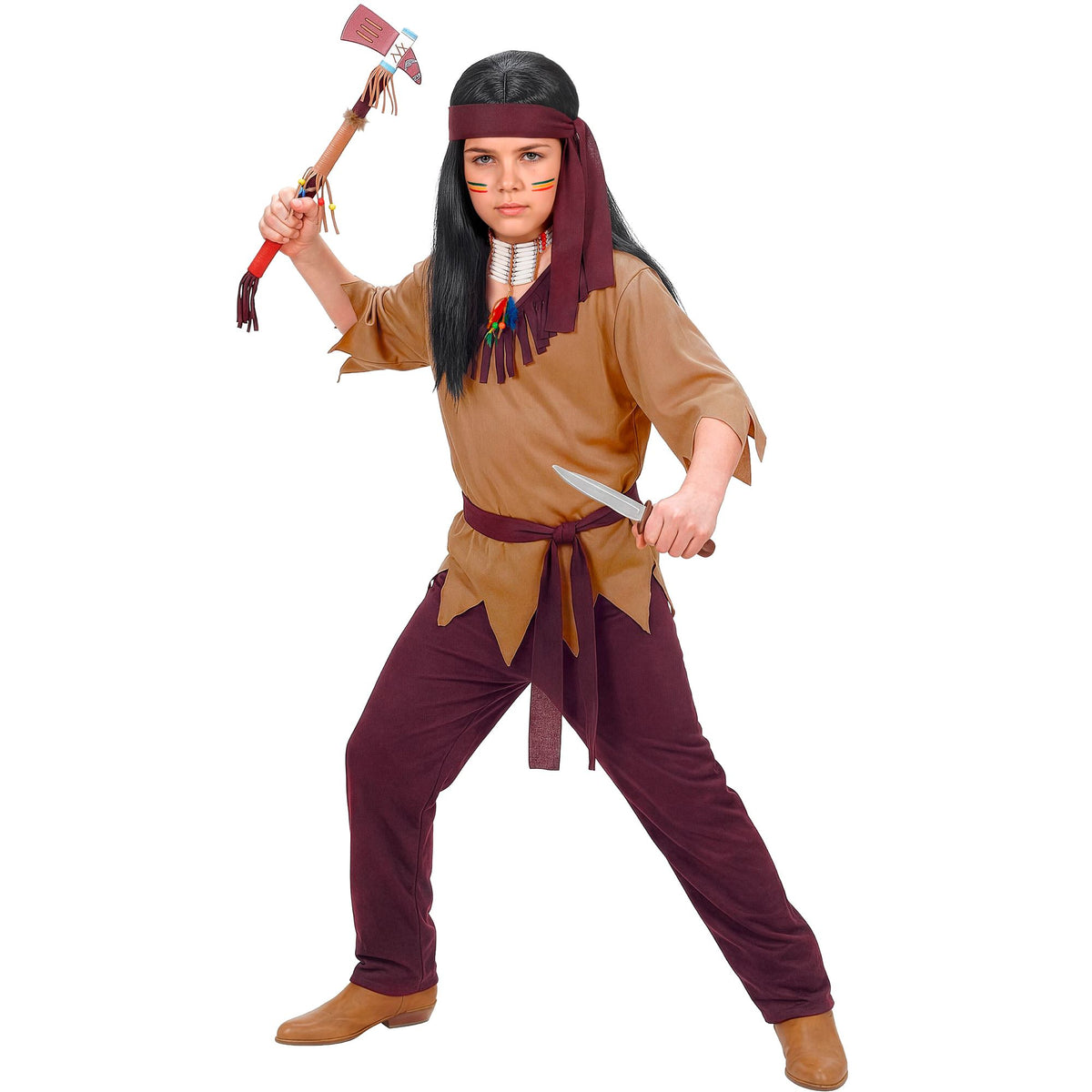"INDIANER" (Oberteil, Hose, Gürtel, Stirnband) – Vorderansicht