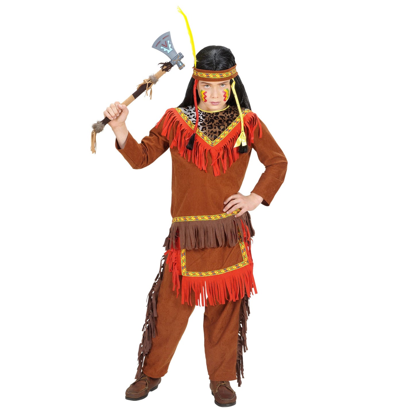 "INDIANER" (Oberteil, Hose, Stirnband mit Feder) – Vorderansicht