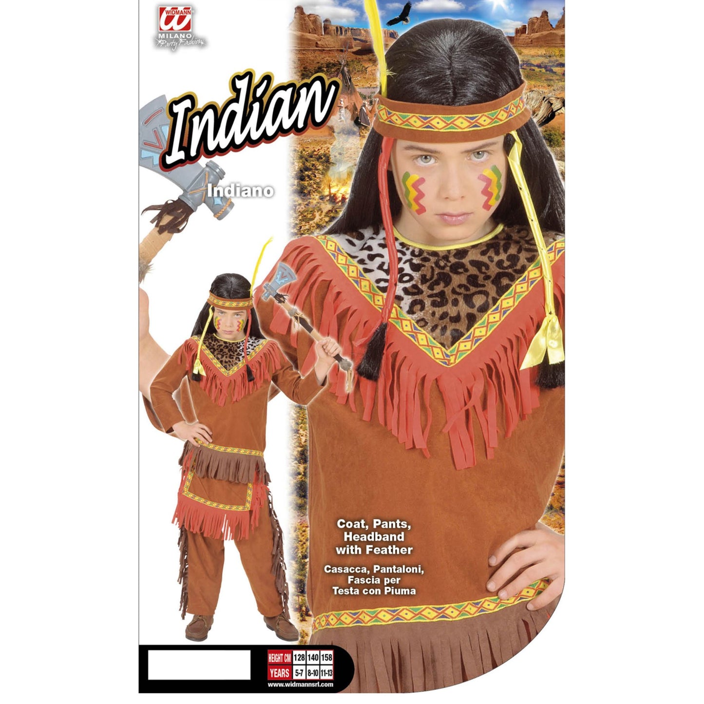 "INDIANER" (Oberteil, Hose, Stirnband mit Feder) – Detailansicht