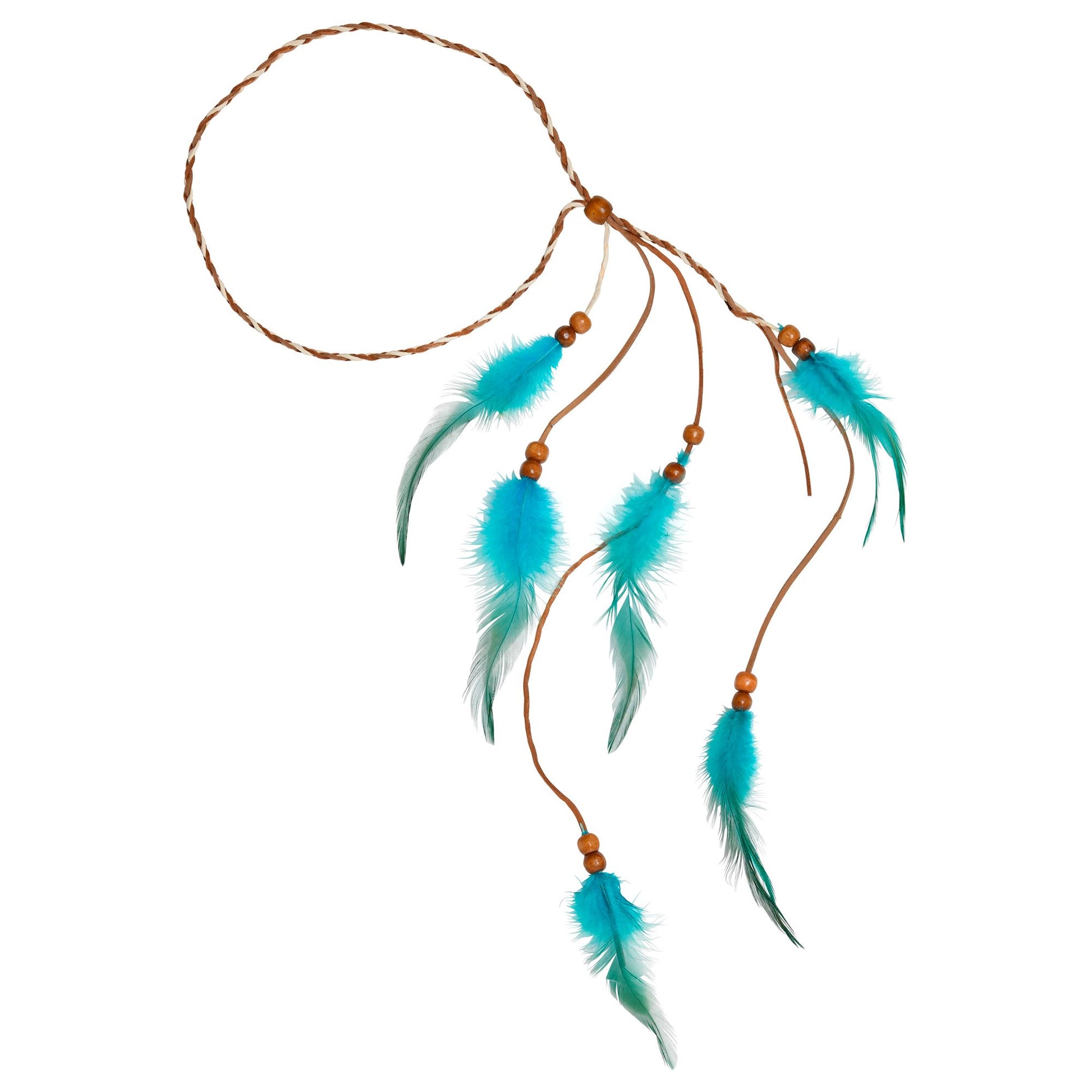 "INDIANER STIRNBAND MIT TÜRKISEN FEDERN" – Vorderansicht