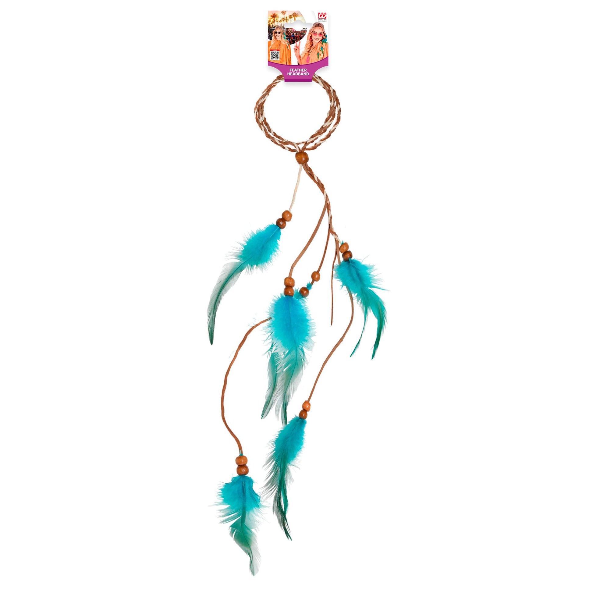 "INDIANER STIRNBAND MIT TÜRKISEN FEDERN" – Detailansicht