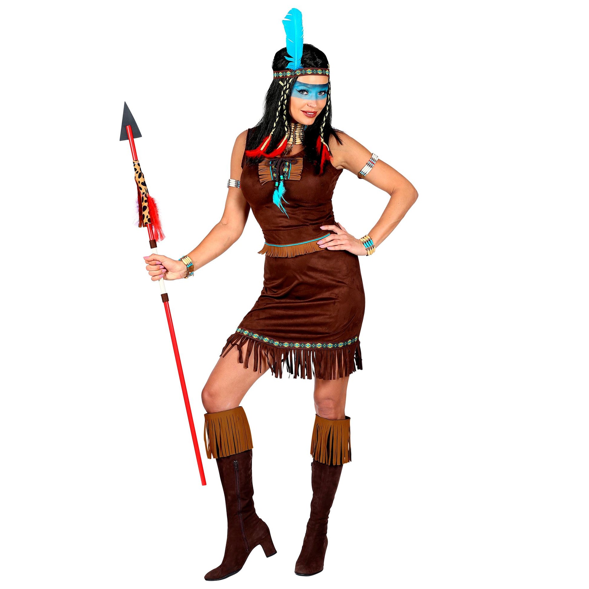 "INDIANERIN" (Kleid, Gürtel, Stirnband mit Feder) – Detailansicht