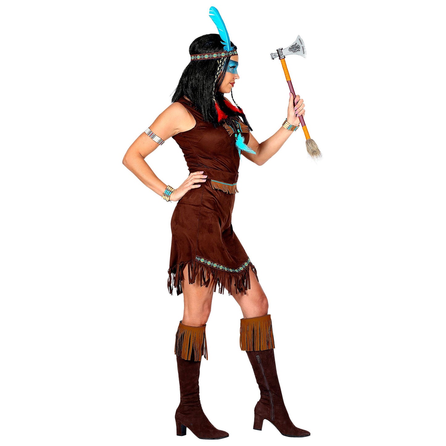 "INDIANERIN" (Kleid, Gürtel, Stirnband mit Feder) – Ansicht 3