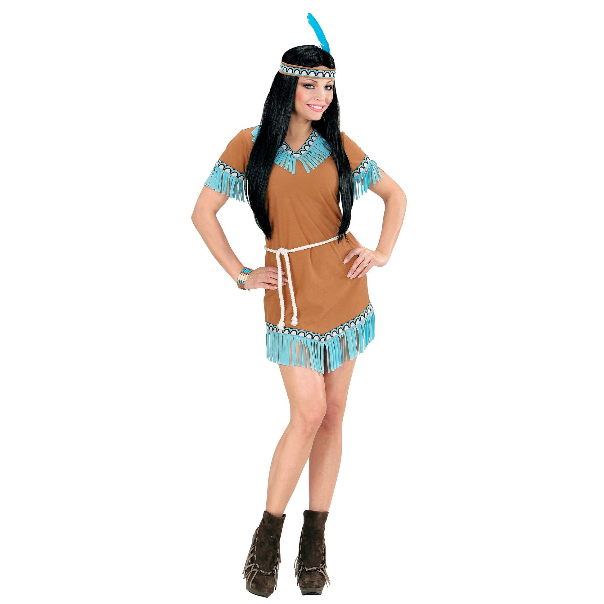 "INDIANERIN" (Kleid, Gürtel, Stirnband mit Feder) – Detailansicht