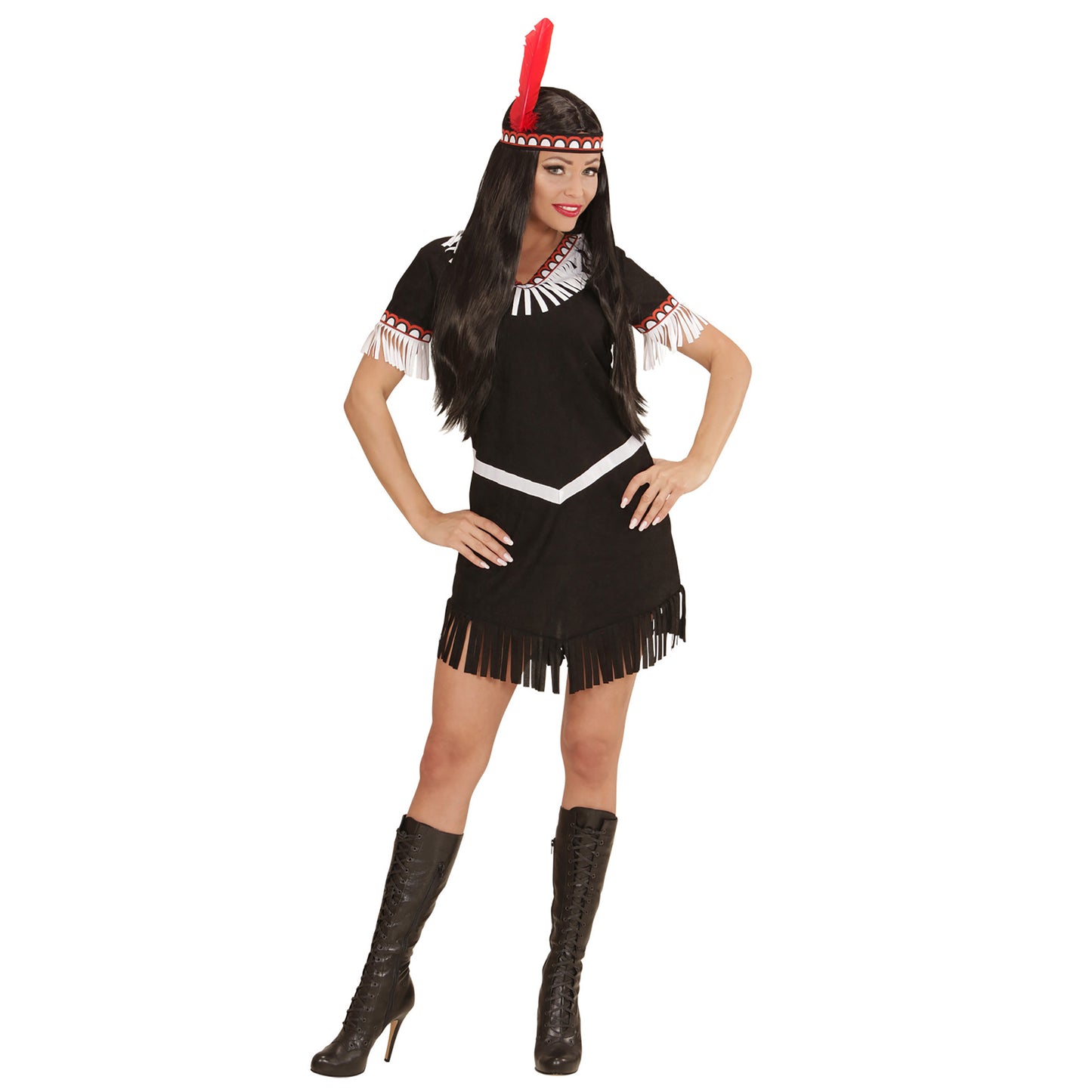 "INDIANERIN" (Kleid, Gürtel, Stirnband mit Feder) – Detailansicht