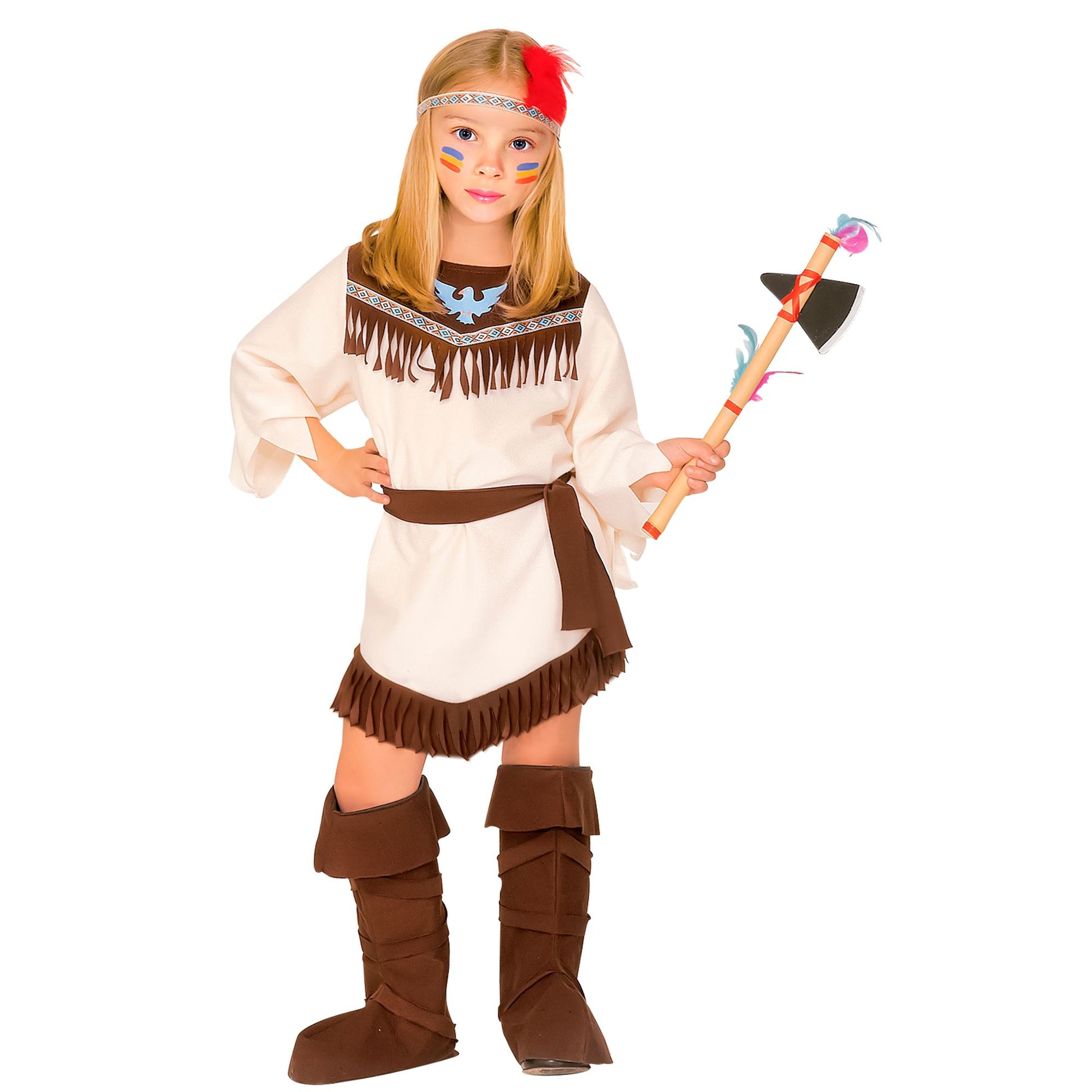 "INDIANERIN" (Kleid, Gürtel, Stirnband, Überstiefel) – Vorderansicht