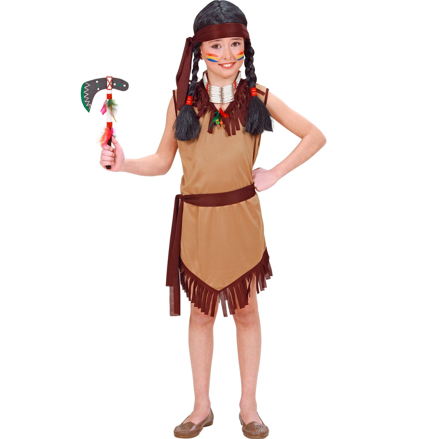 "INDIANERIN" (Kleid, Gürtel, Stirnband) – Vorderansicht