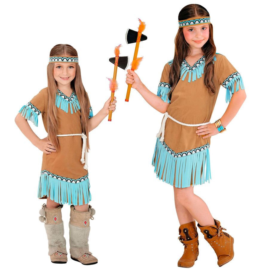 "INDIANERIN" (Kleid, Gürtel, Stirnband) – Vorderansicht