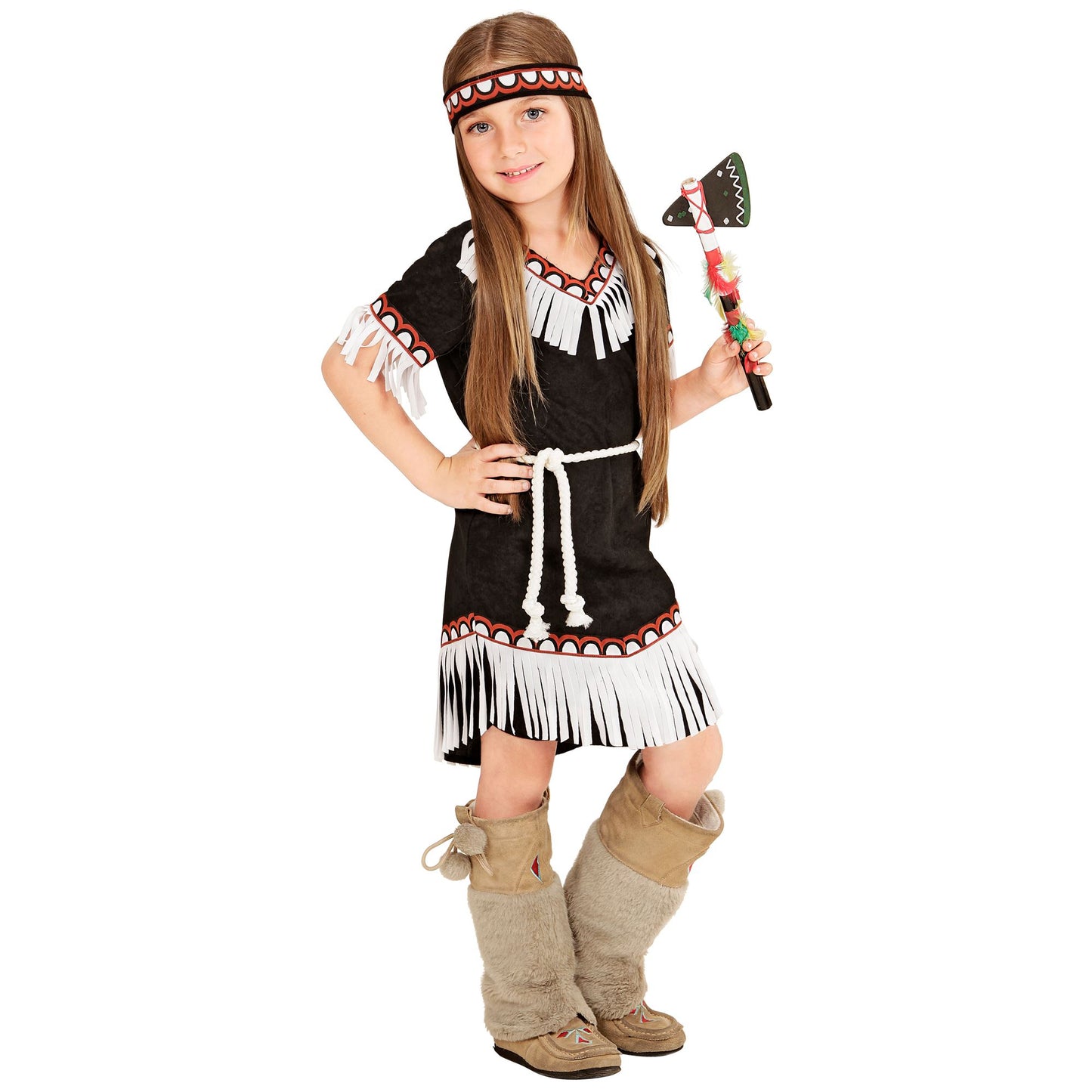 "INDIANERIN" (Kleid, Gürtel, Stirnband) – Detailansicht