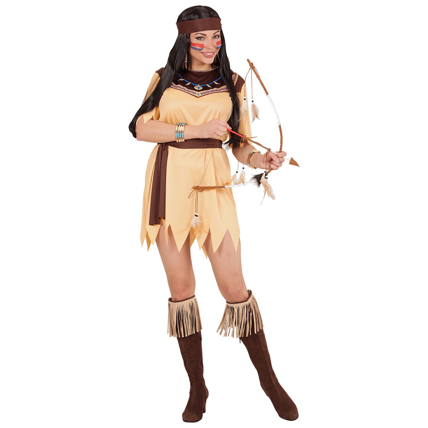 "INDIANERIN" (Kleid, Gürtel, Stirnband) – Detailansicht