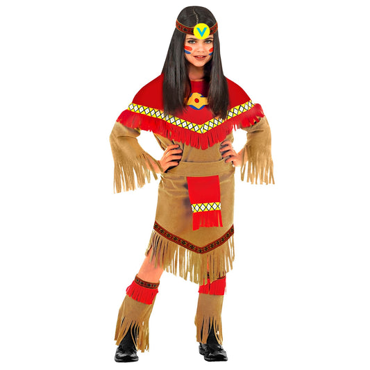 "INDIANERIN" (Kleid, Gürtel,Überstiefel, Kopftuch) – Vorderansicht