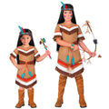 "INDIANERIN" (Kleid mit Gürtel, Stirnband mit Federn) – Vorderansicht