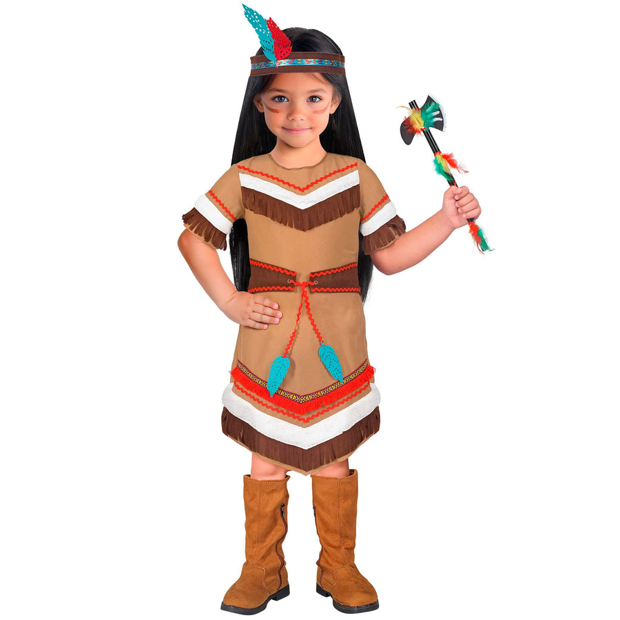 "INDIANERIN" (Kleid mit Gürtel, Stirnband mit Federn) – Detailansicht