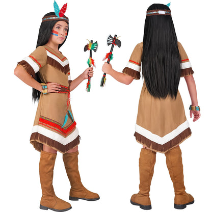 "INDIANERIN" (Kleid mit Gürtel, Stirnband mit Federn) – Ansicht 4