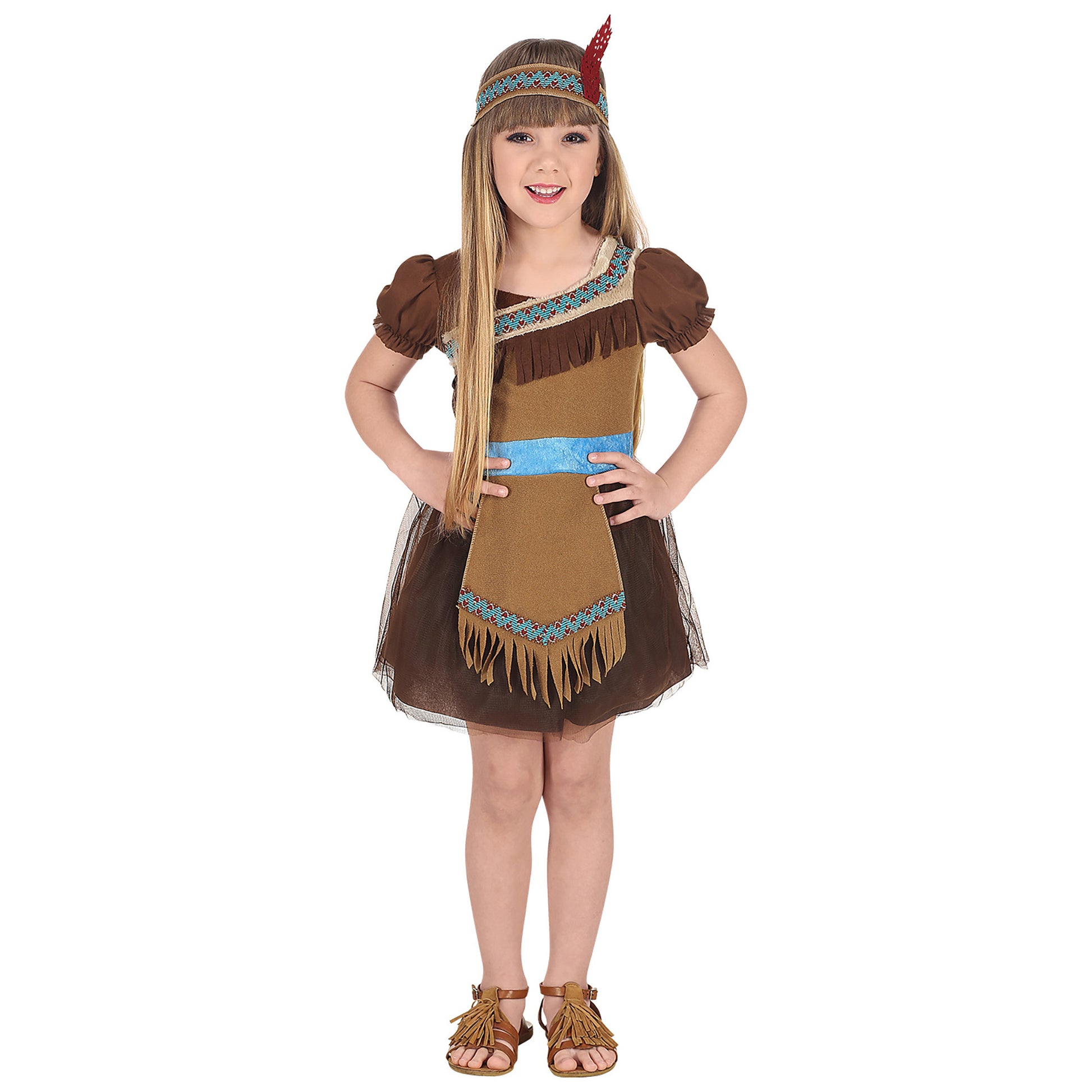 "INDIANERIN" (Kleid mit Tutu, Stirnband mit Feder) – Detailansicht