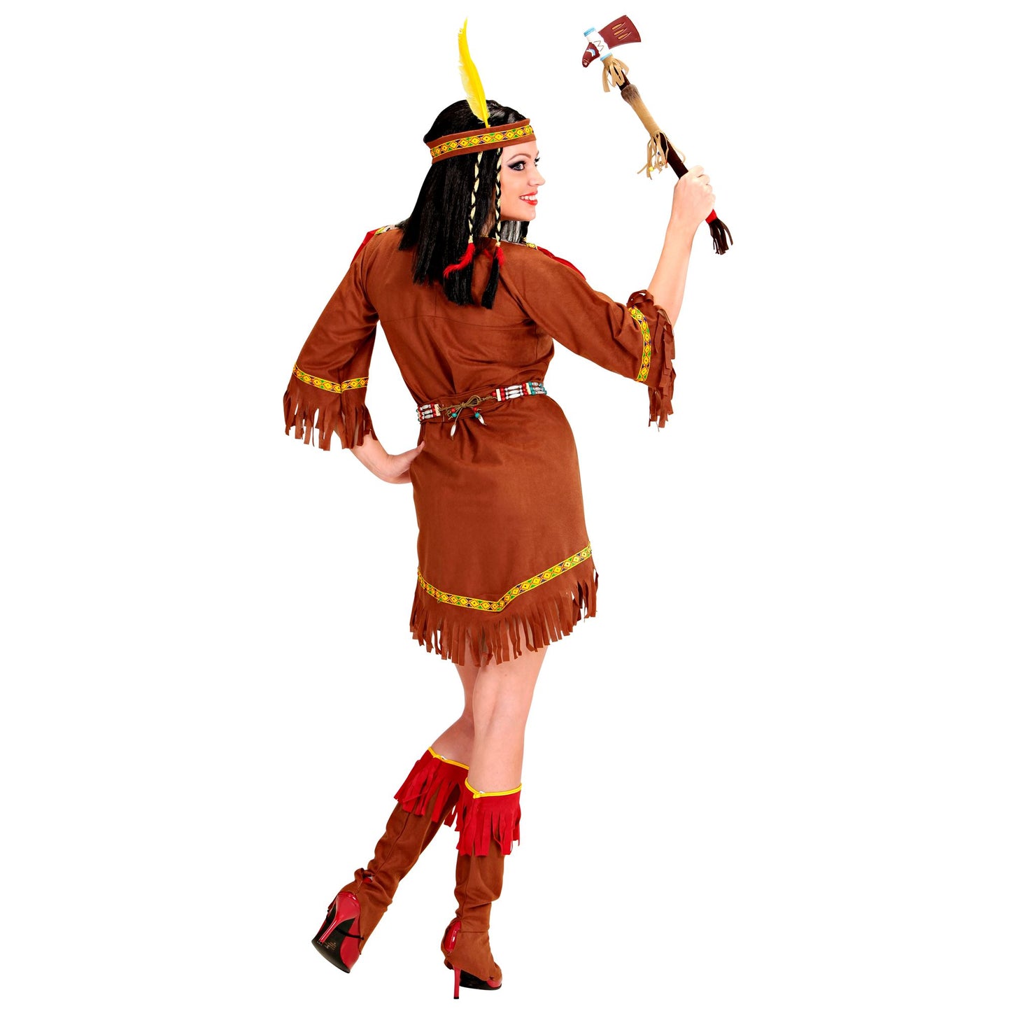 "INDIANERIN" (Kleid, Schürze, Stiefelüberzieher, Stirnband mit Feder) – Ansicht 4