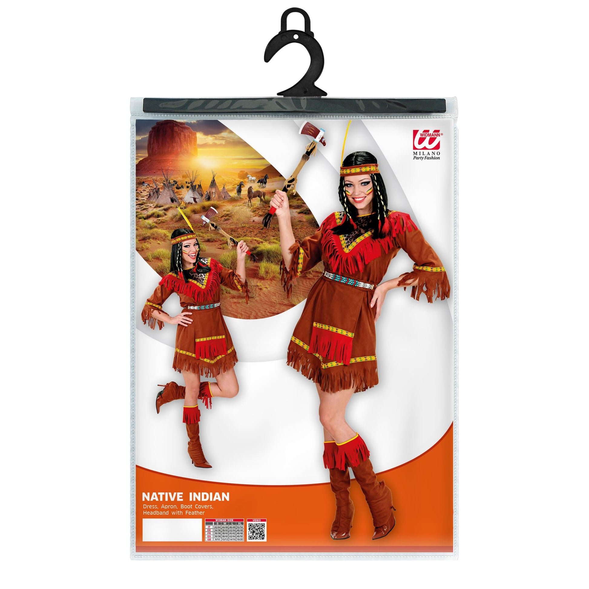 "INDIANERIN" (Kleid, Schürze, Stiefelüberzieher, Stirnband mit Feder) – Ansicht 5