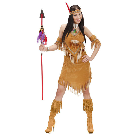 "INDIANERIN" Wildleder- Optik (Kleid, Armbänder, Stirnband) – Vorderansicht