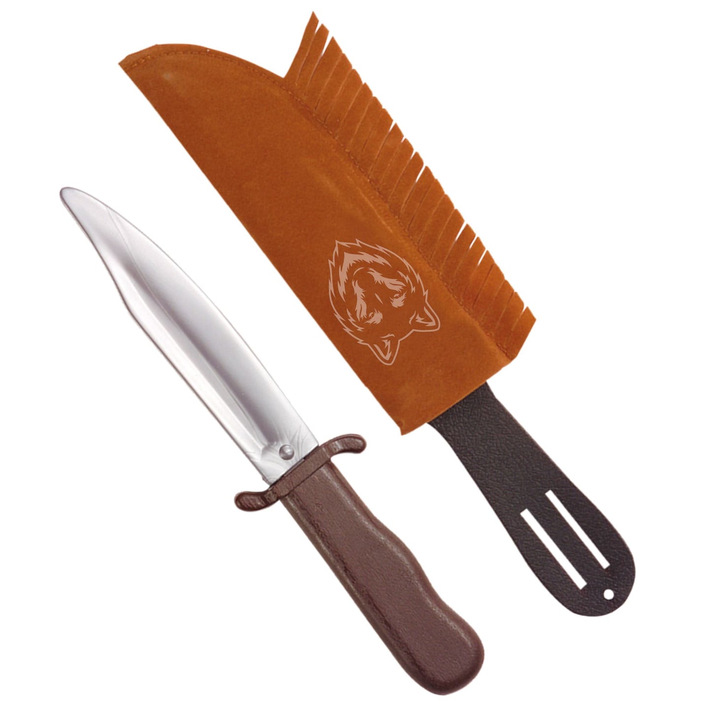 "INDIANERMESSER MIT WILDLEDEROPTIKTASCHE" - 28 cm – Vorderansicht
