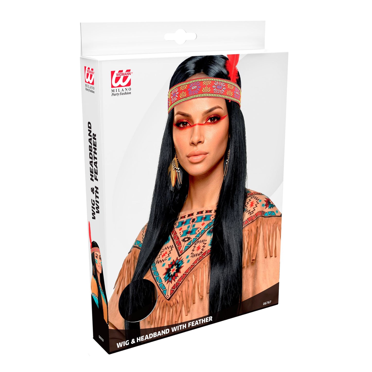 "INDIANERPERÜCKE MIT HAARBAND UND FEDER" in Polybag – Detailansicht