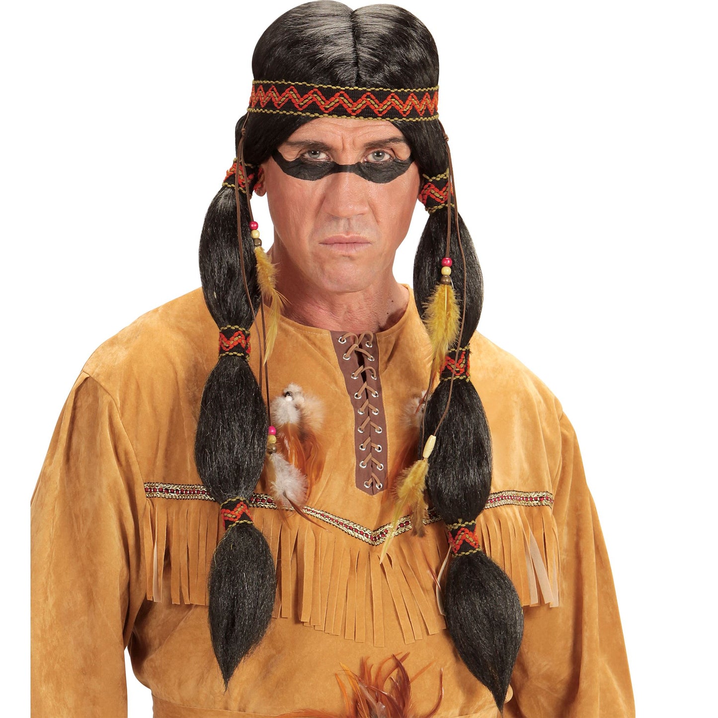 "INDIANERPERÜCKE MIT SITRNBAND" in Box – Vorderansicht