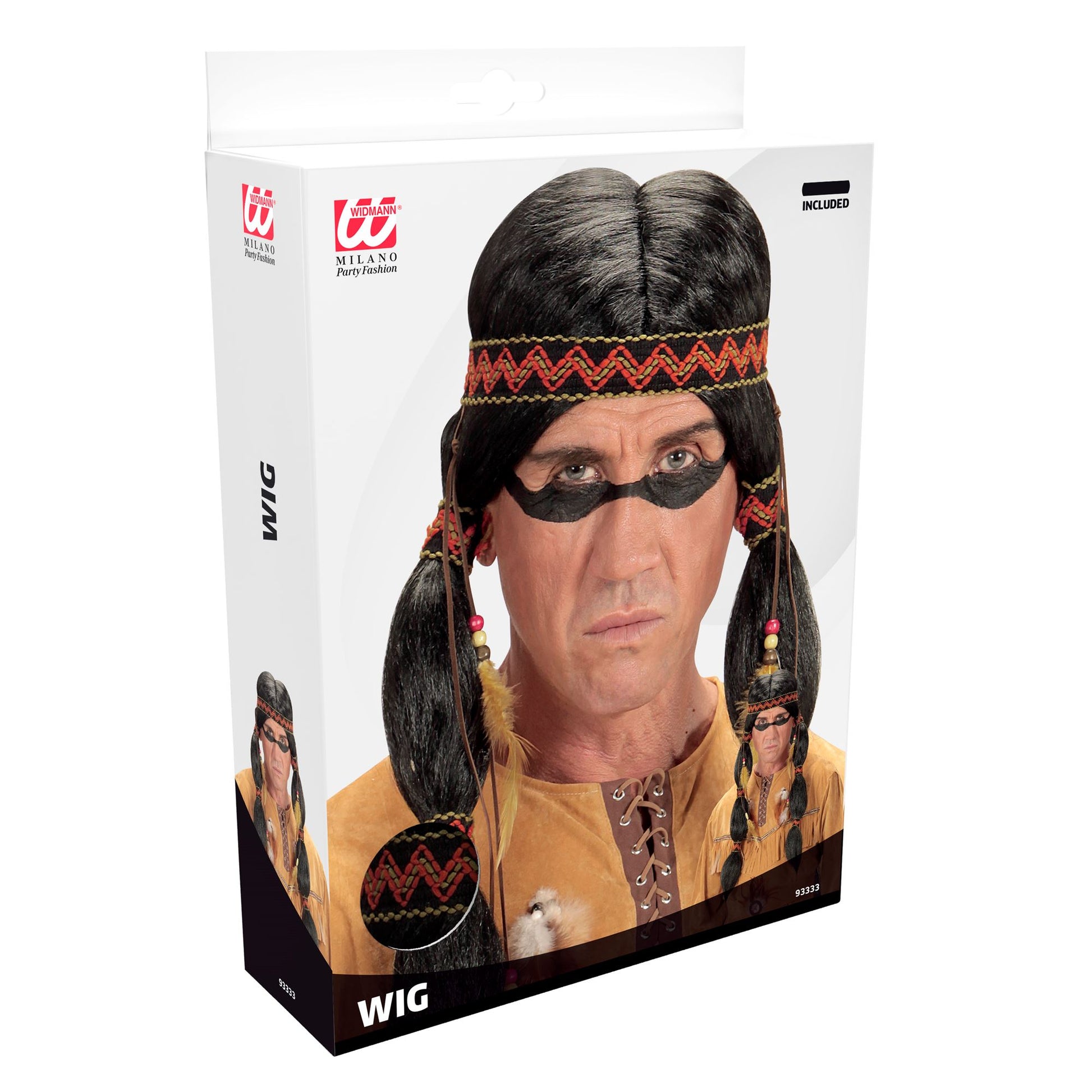 "INDIANERPERÜCKE MIT SITRNBAND" in Box – Detailansicht
