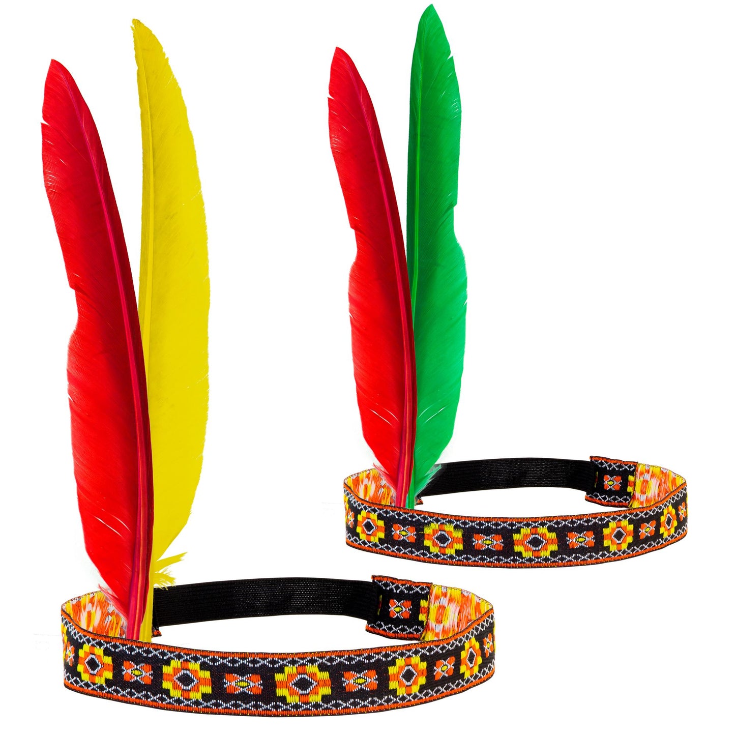 "INDIANERSTIRNBAND MIT 2 FEDERN" in2 Farben sort – Vorderansicht