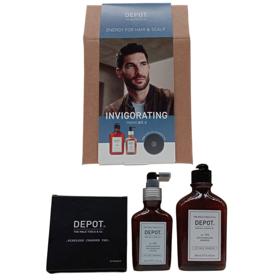 Depot Haarpflegeset Invigorating Kit C Set Depot: 100 Hair Cleansing No. 105, Multivitamin Complex, Hair Shampoo, Anti-Hair L