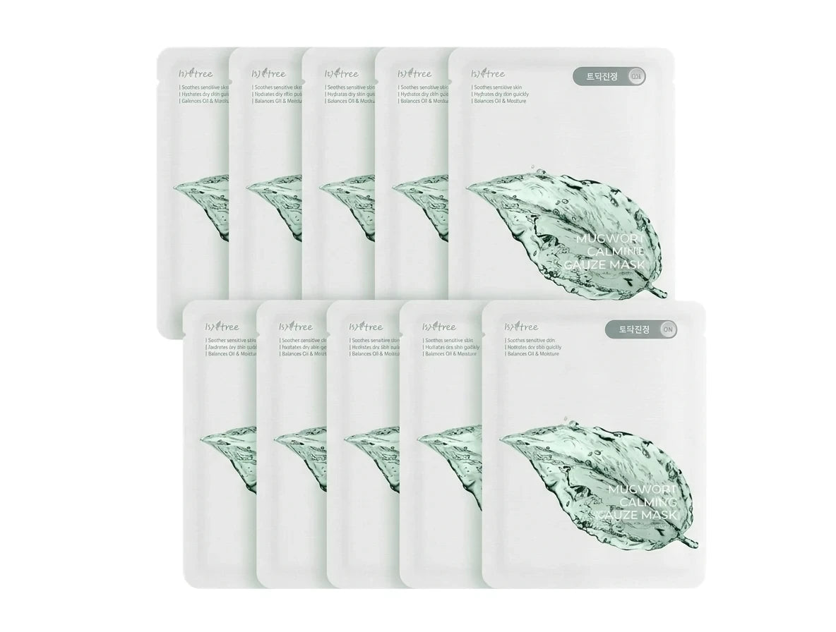 ISNTREE MUGWORT CALMING GAUZE MASK 10 PCS