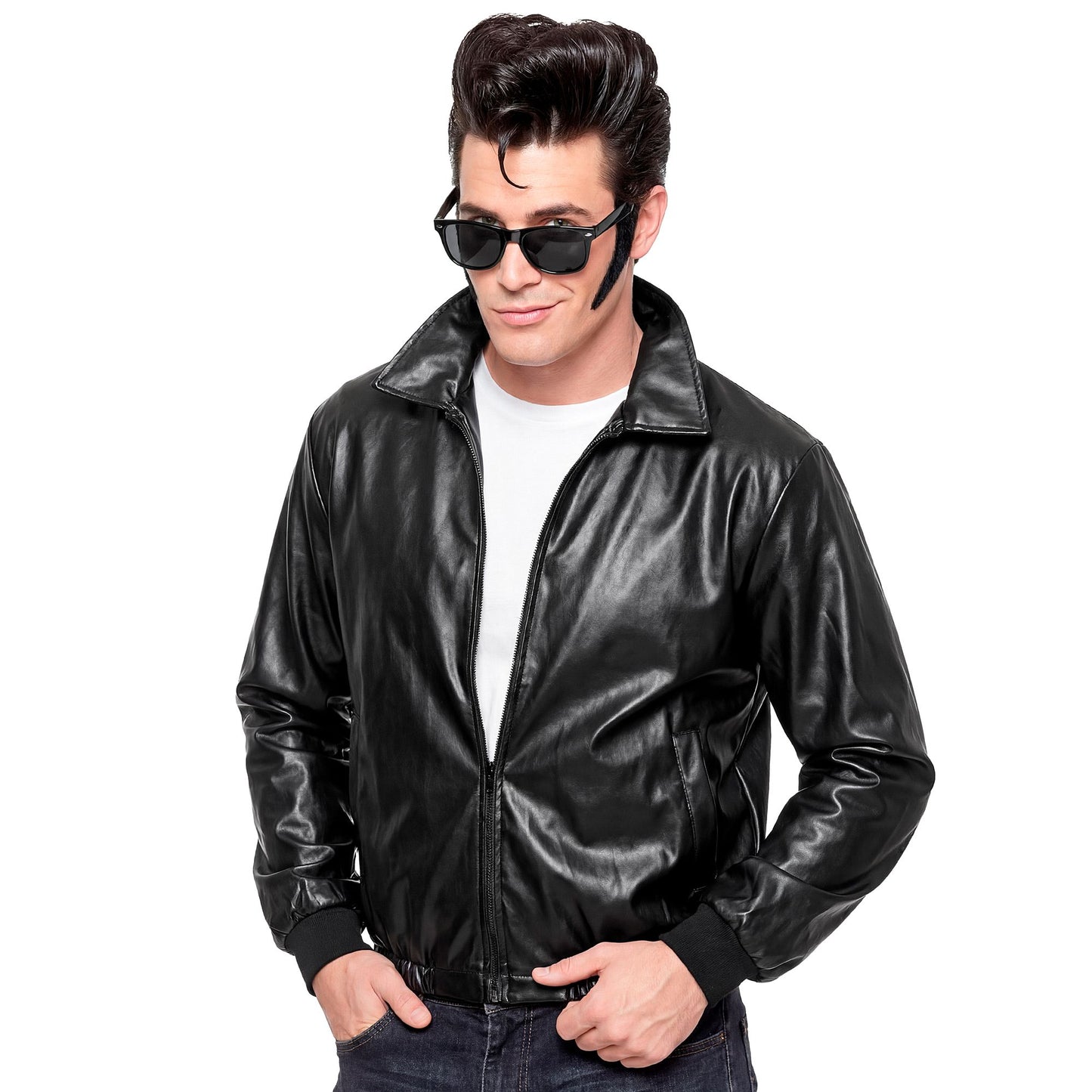 "JACKE GREASER / T - BIRDS AUS KUNSTLEDER" – Vorderansicht