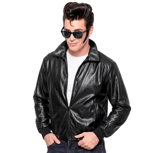 "JACKE GREASER / T - BIRDS AUS KUNSTLEDER" – Vorderansicht