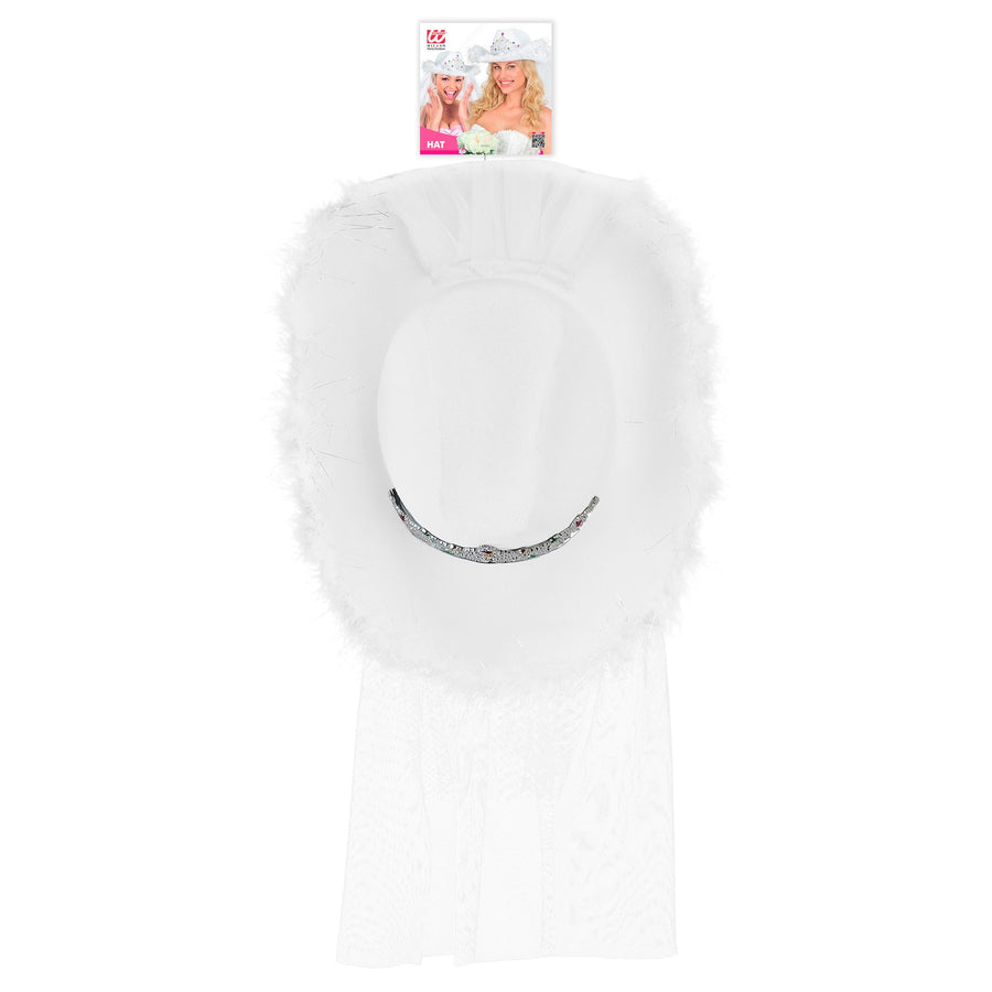 "JUNGGESELLINENABSCHIED HUT MIT TIARA, MARABOU & SCHLEIER" – Detailansicht