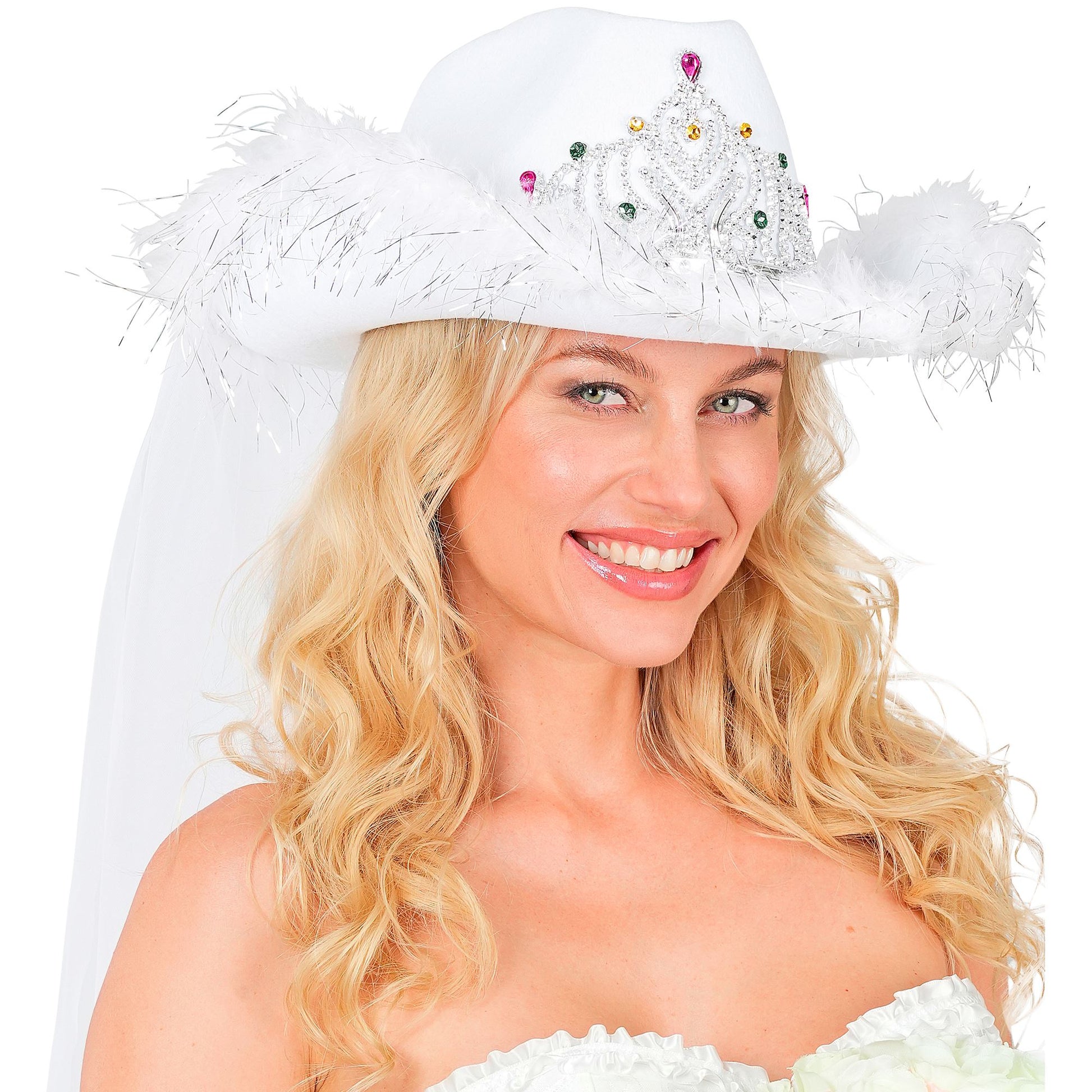 "JUNGGESELLINENABSCHIED HUT MIT TIARA, MARABOU & SCHLEIER" – Ansicht 4