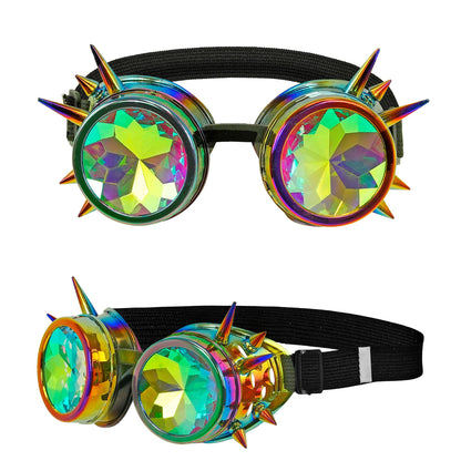 "KALEIDOSKOPISCHE STEAMPUNK BRILLE" – Vorderansicht