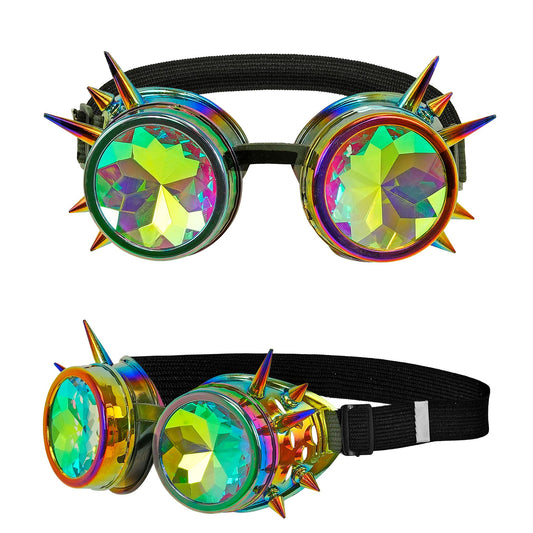 "KALEIDOSKOPISCHE STEAMPUNK BRILLE" – Vorderansicht