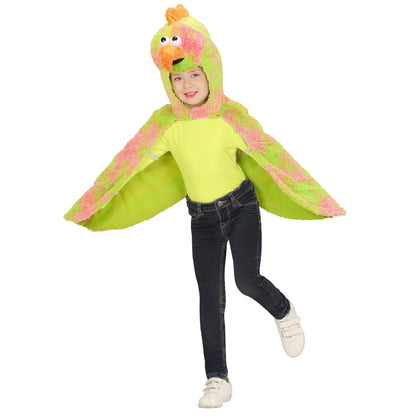 "KANARIENVOGEL SOFT PLÜSCHKOSTÜM" (geflügeltes Cape mit Kapuze) – Vorderansicht
