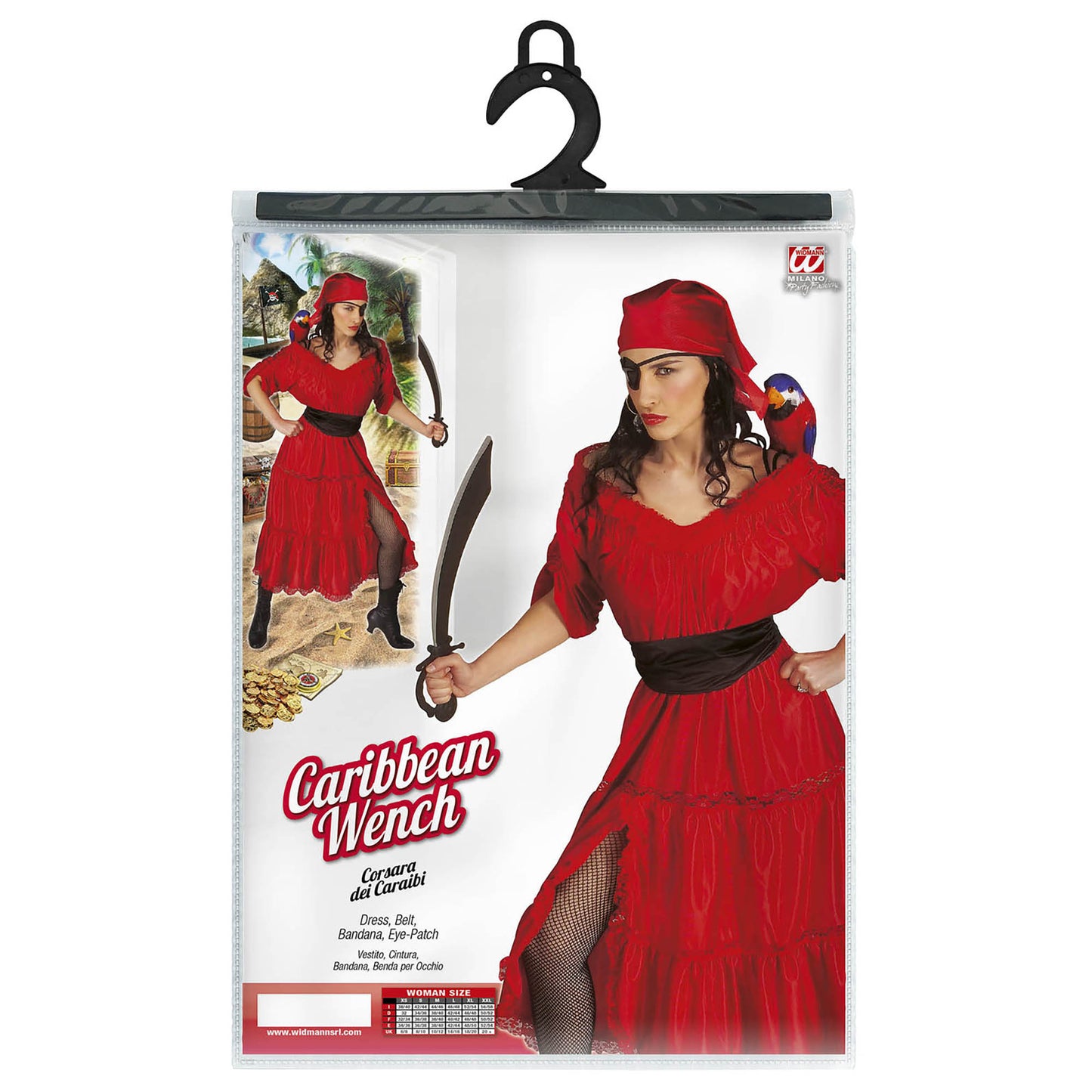 "KARAIBIK PIRATENFRAU" (Kleid, Gürtel, Bandana, Augenklappe) – Detailansicht
