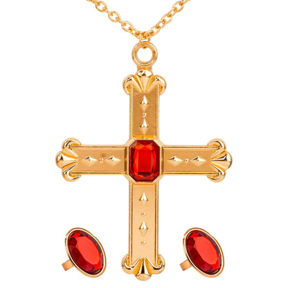 "KARDINAL" Set (Halskette mit Kreuz, 2 Ringe) – Vorderansicht