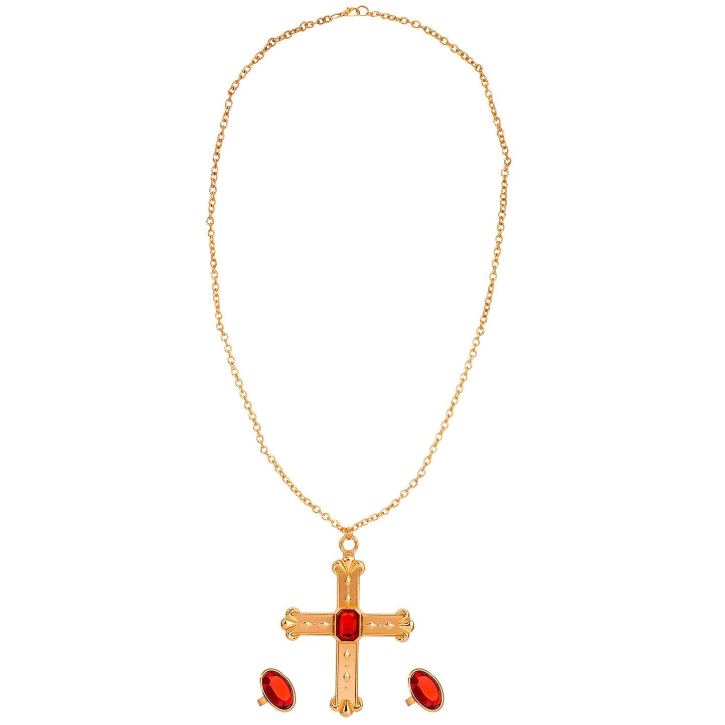 "KARDINAL" Set (Halskette mit Kreuz, 2 Ringe) – Detailansicht