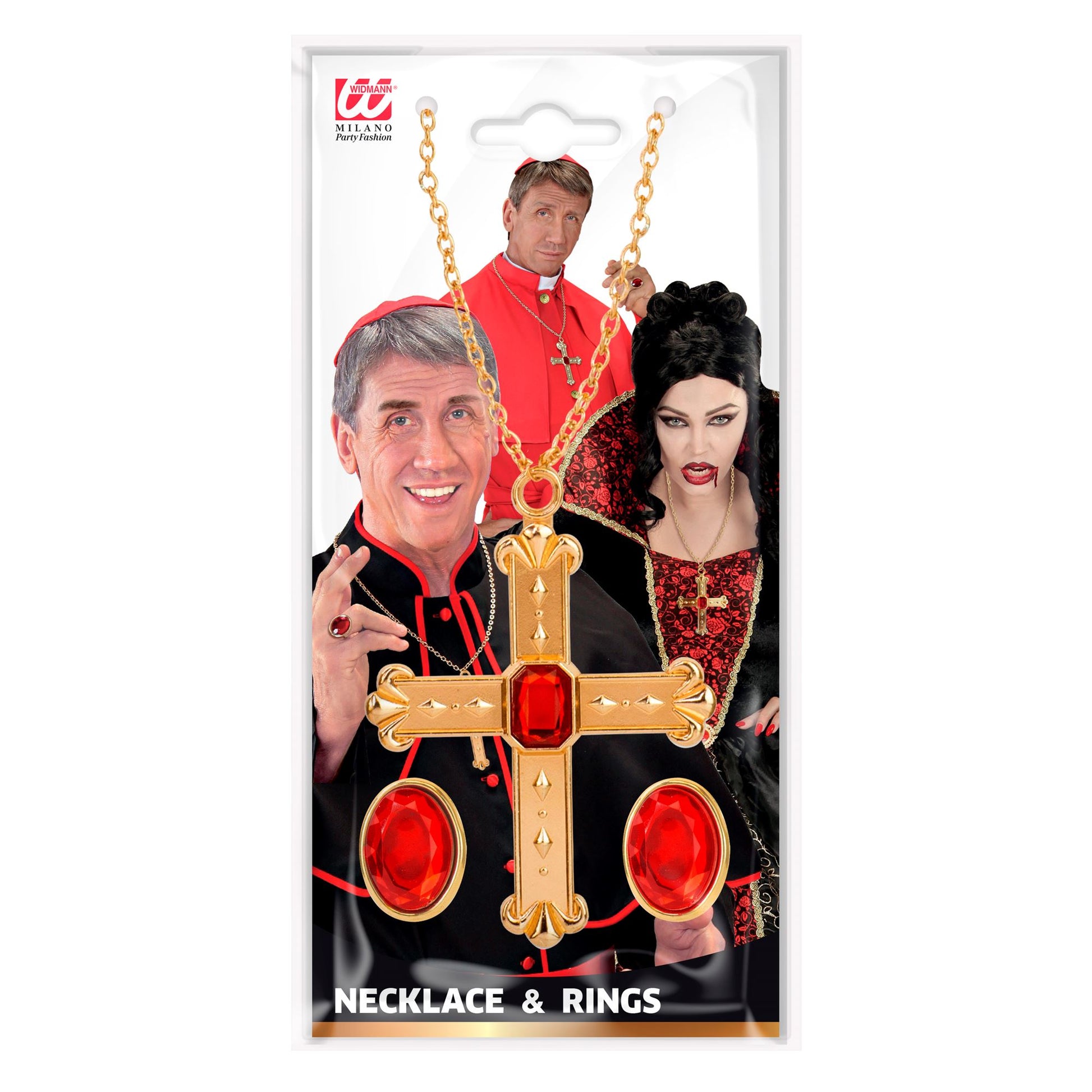 "KARDINAL" Set (Halskette mit Kreuz, 2 Ringe) – Ansicht 3