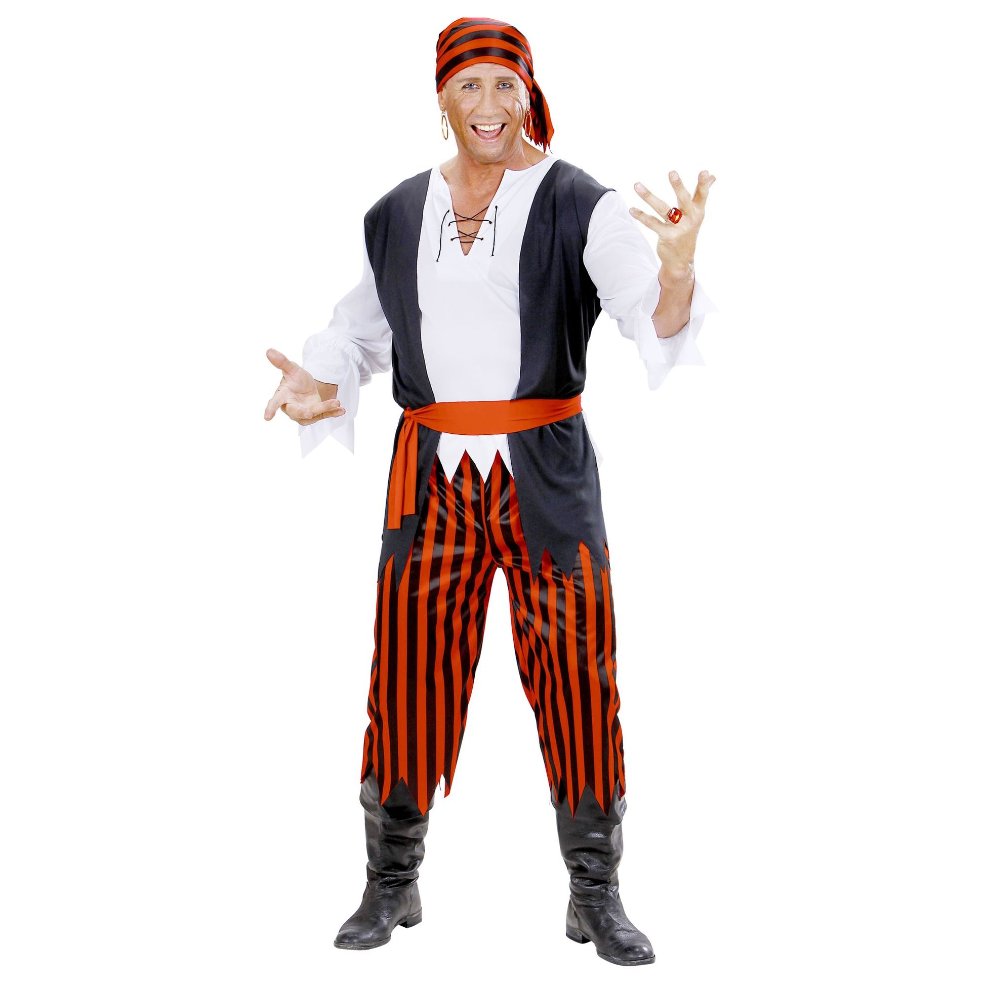 "KARIBISCHER PIRAT" (Hemd mit Weste, Hose, Gürtel, Bandana) – Detailansicht