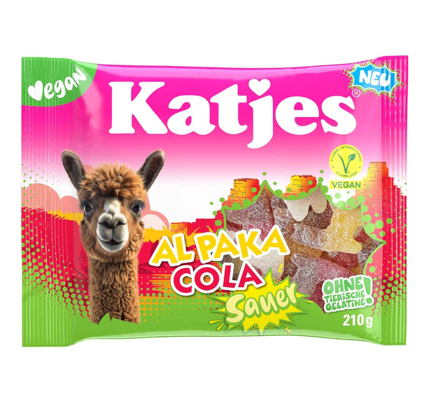 Katjes Al Paka Cola Sauer 210g Saures Fruchtgummi mit Cola-Geschmack – Produktansicht