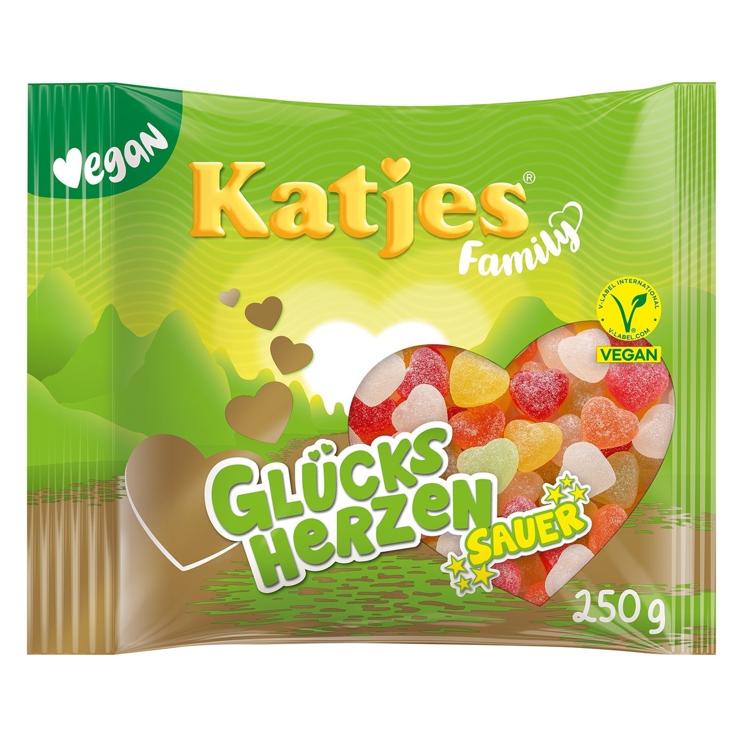Katjes Family Glücksherzen Sauer 250g Fruchtgummi Beutel