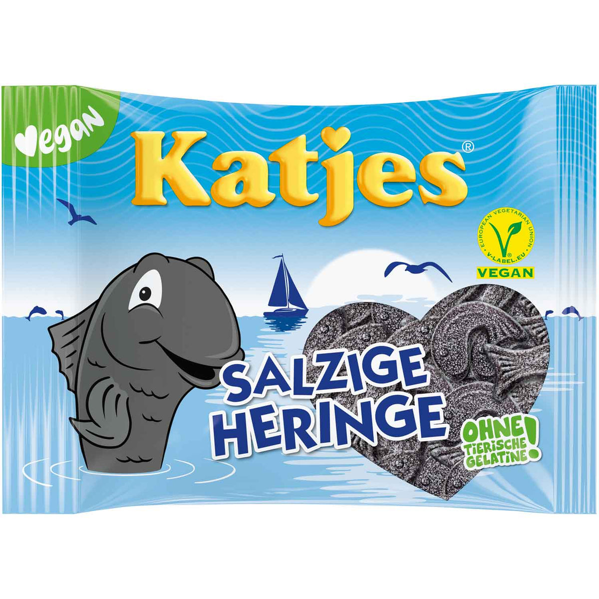Katjes Salzige Heringe Lakritzsalz-Fische 210 g Packung