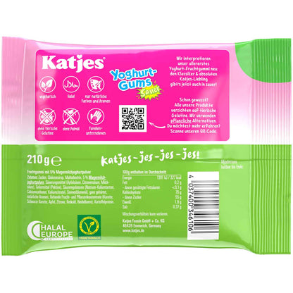 Katjes Yoghurt-Gums Sauer 210 g – Gelatinefreies softes Joghurt-Fruchtgummi