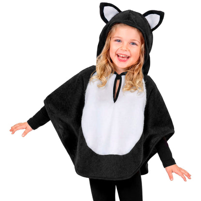 "KATZE AUS PLÜSCH" (Poncho mit Kapuze) – Vorderansicht