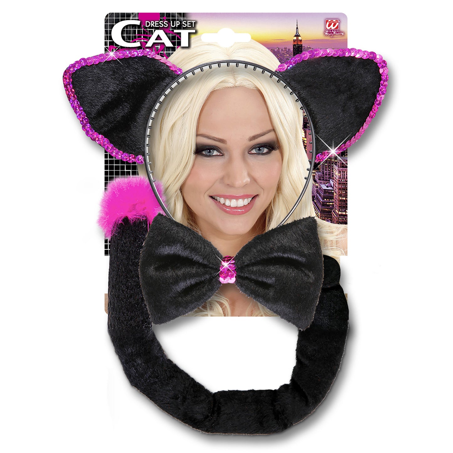 "KATZE" Dress-up Set (Ohren, Fliege, Schwanz) – Detailansicht