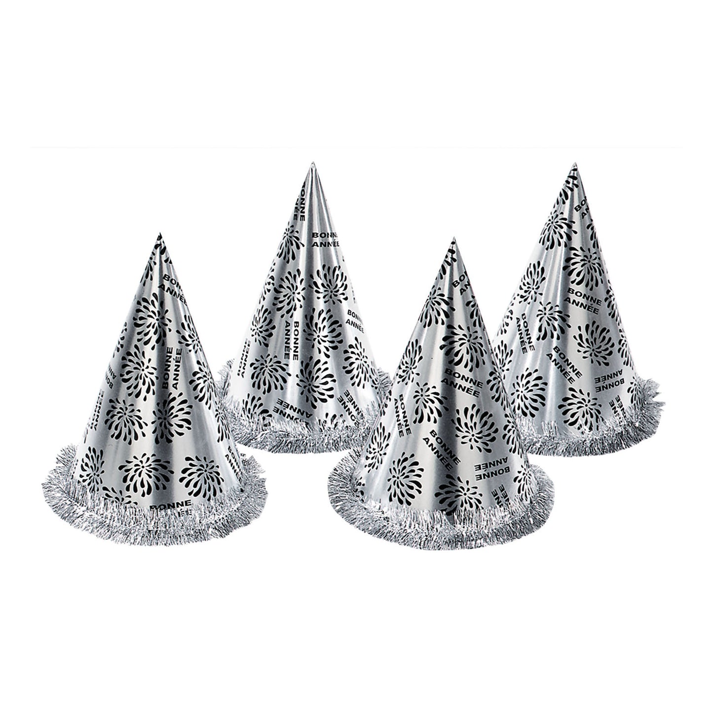 "KEGELHUT BONNE ANNÉE SILBER MIT FRANSEN" 28 cm – Detailansicht