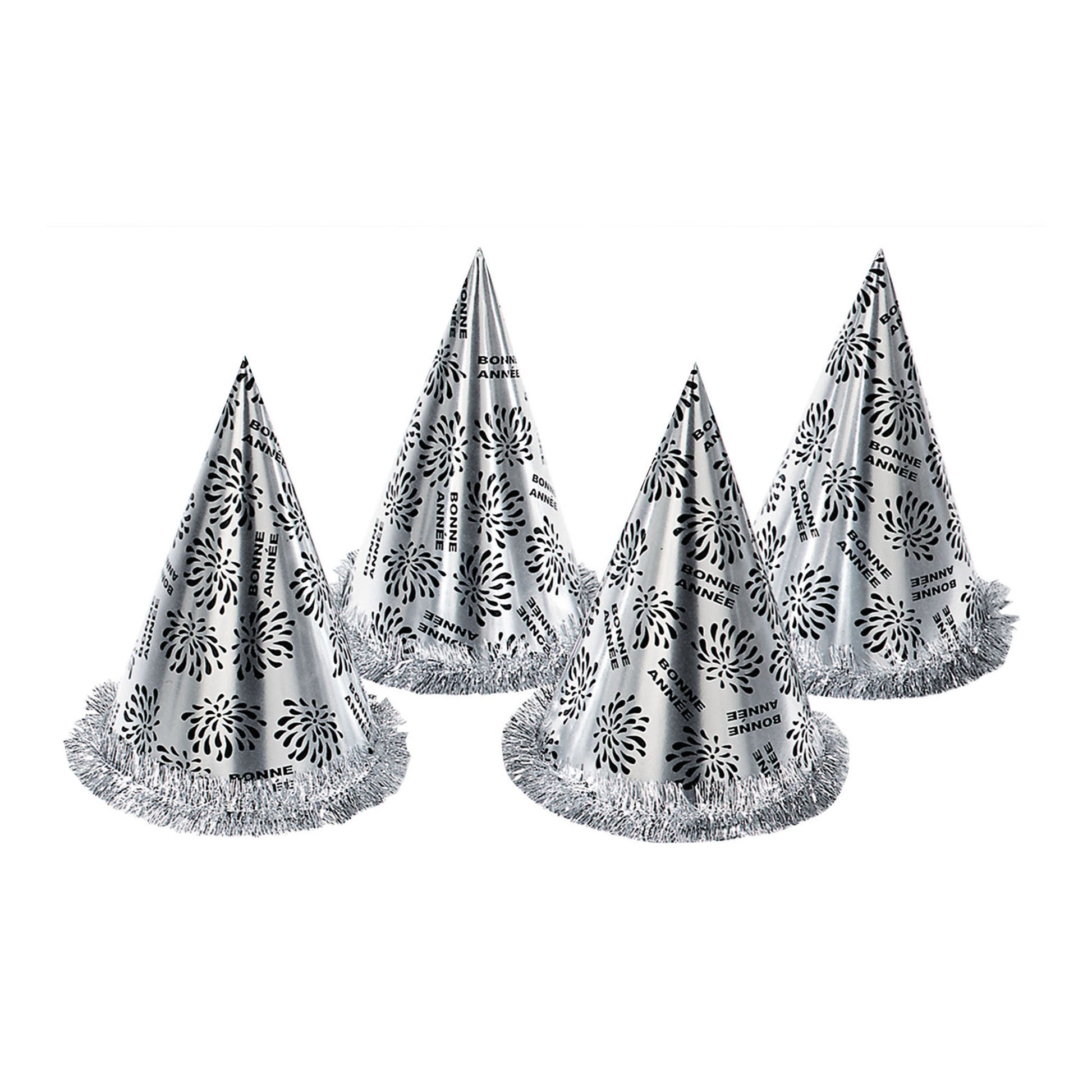 "KEGELHUT BONNE ANNÉE SILBER MIT FRANSEN" 28 cm – Detailansicht