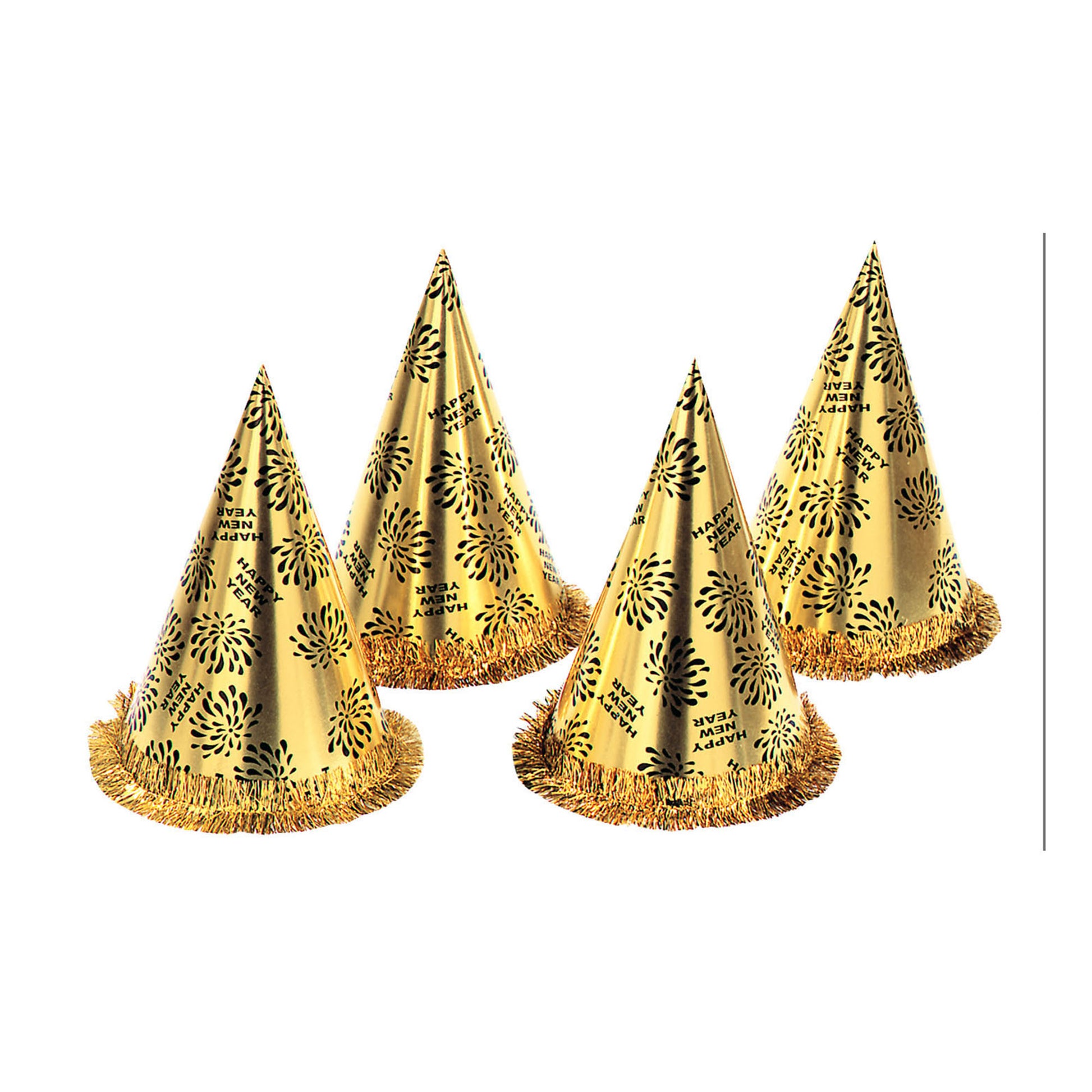 "KEGELHUT HAPPY NEW YEAR GOLD MIT FRANSEN" 28 cm – Detailansicht